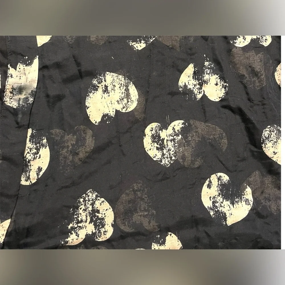 H&M | Black & Creamy White Heart Print Infinity Scarf